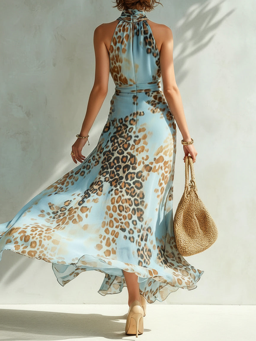 Amalia - Vestido Largo con Estampado Leopardo