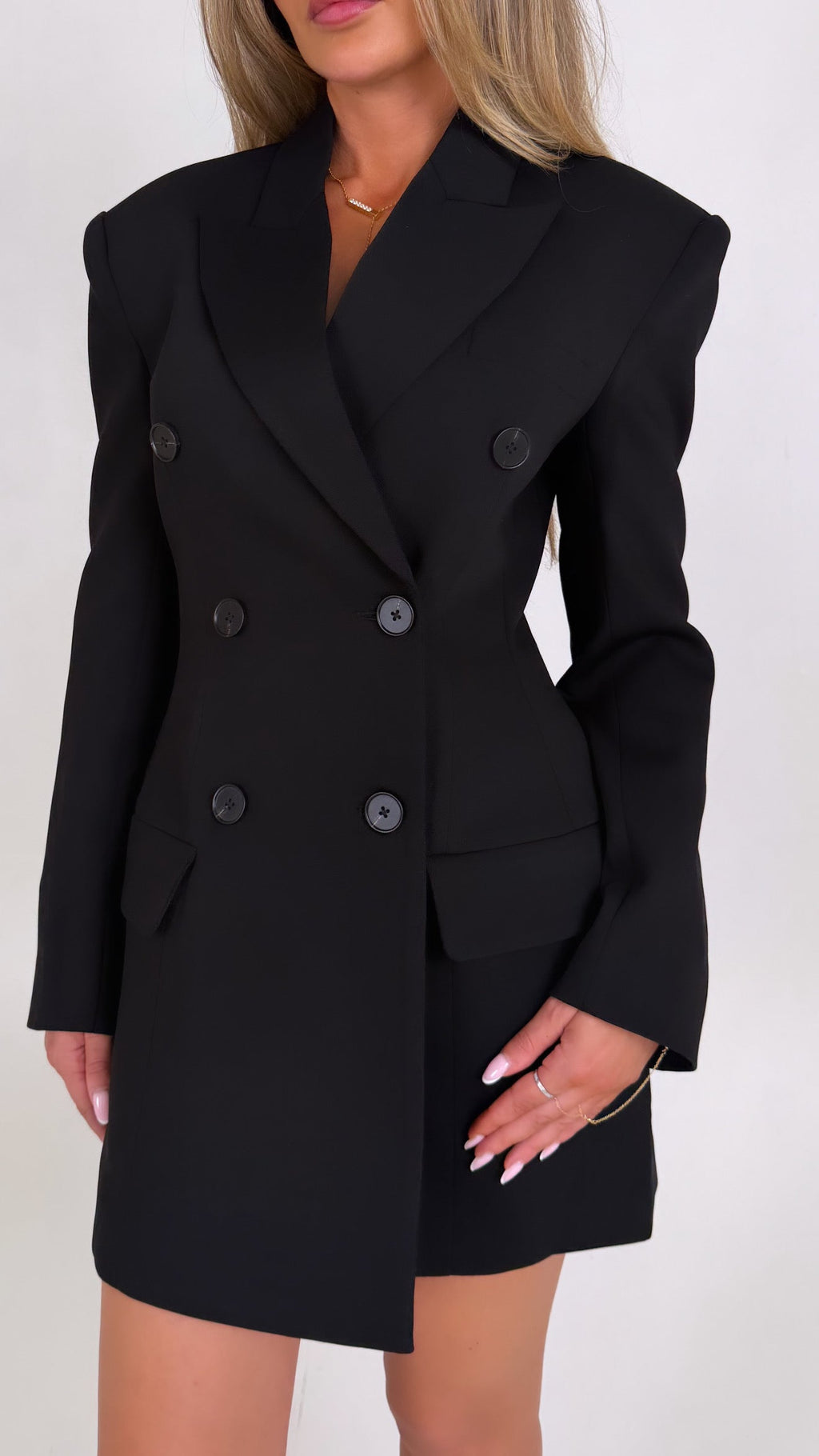 Chaqueta De Doble Botonadura En Negro