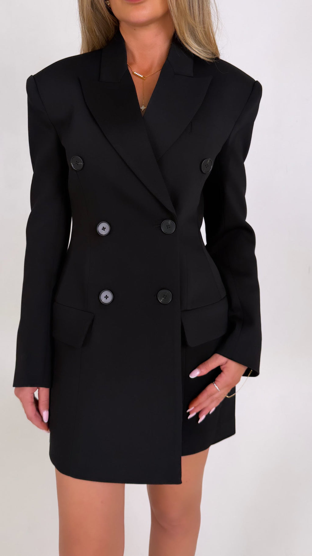 Chaqueta De Doble Botonadura En Negro