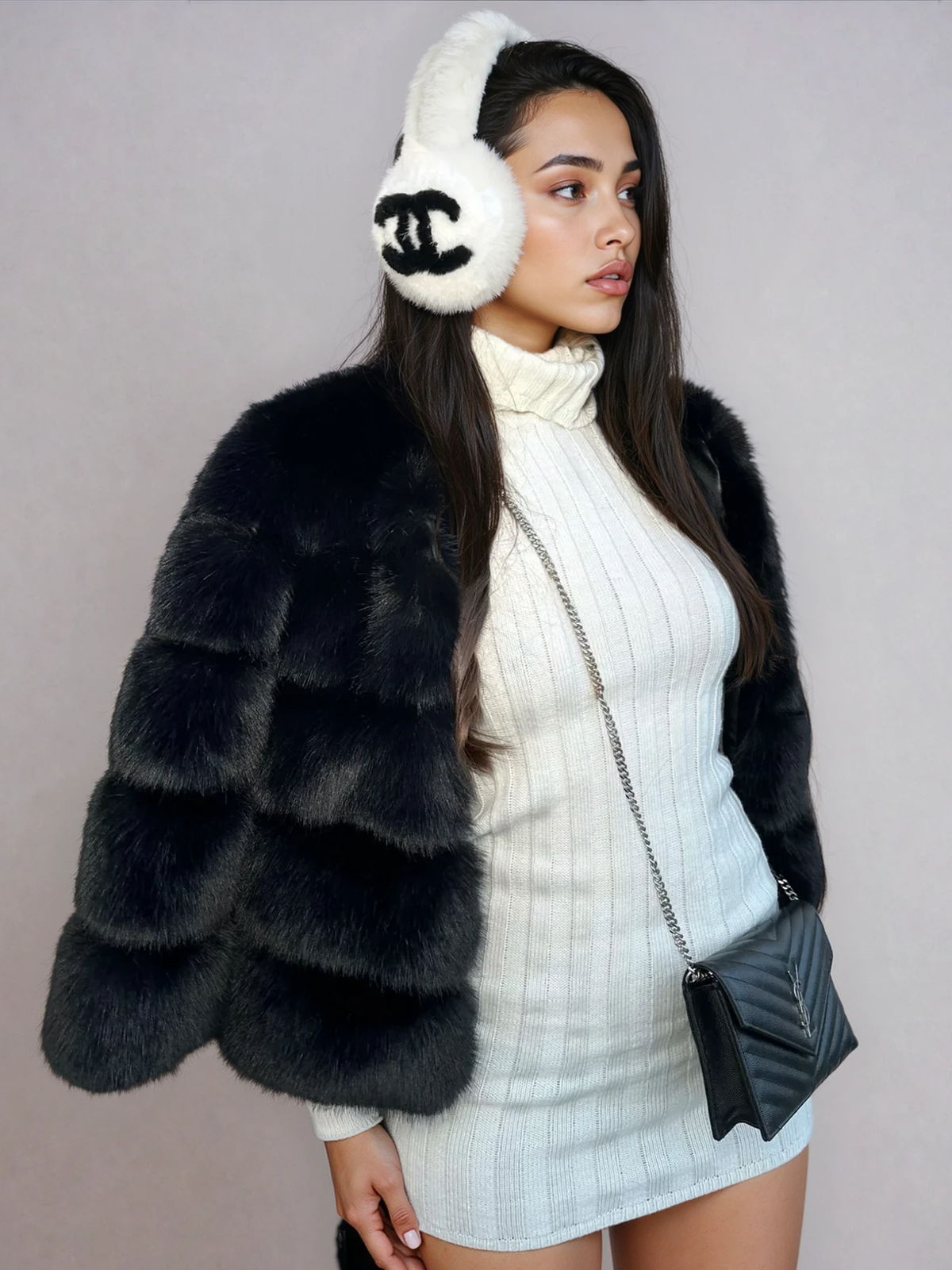 Noire Élégance - Chaquetón de piel sintética premium
