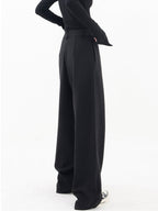 Pantalones De Vestir De Corte Ancho Con Botones En Capas Asimétricas