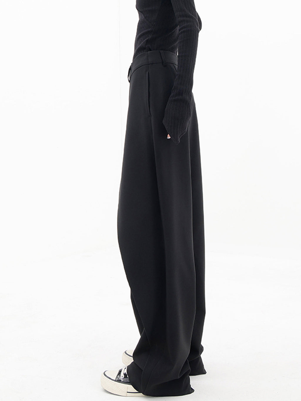 Pantalones De Vestir De Corte Ancho Con Botones En Capas Asimétricas