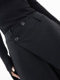 Pantalones De Vestir De Corte Ancho Con Botones En Capas Asimétricas