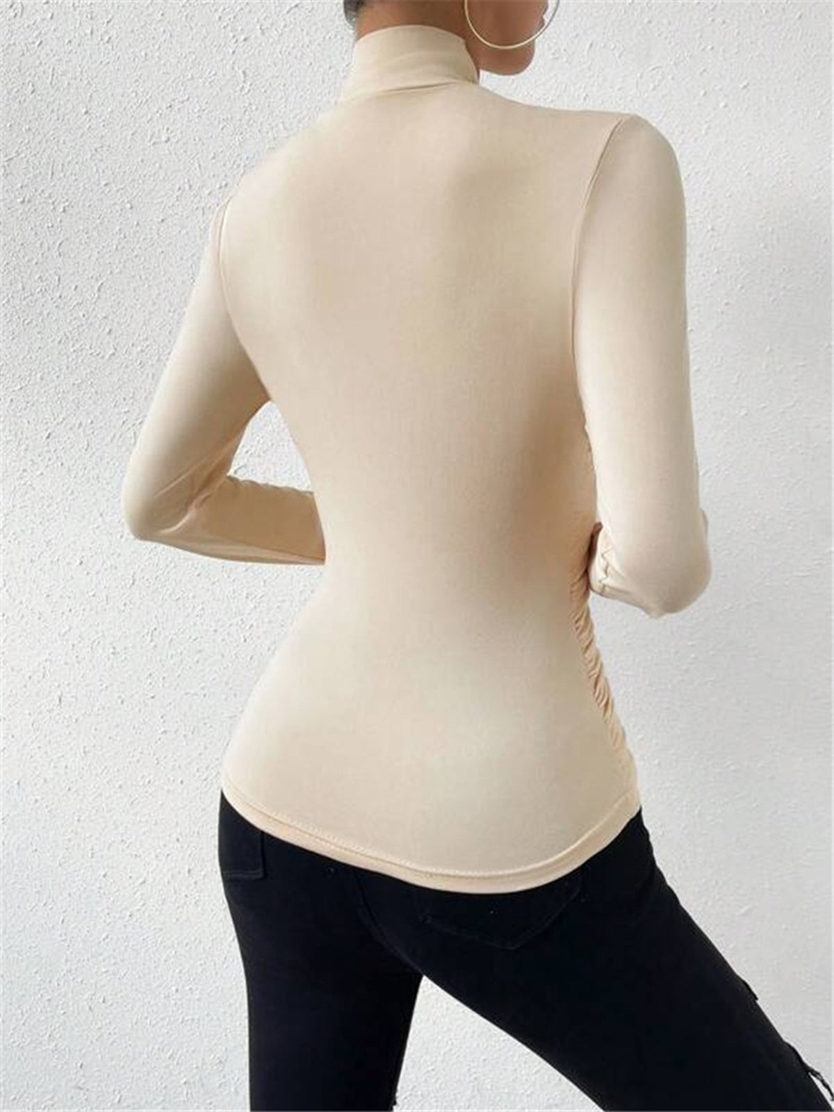 Camiseta Con Cuello Cruzado, Plisada y Ceñida