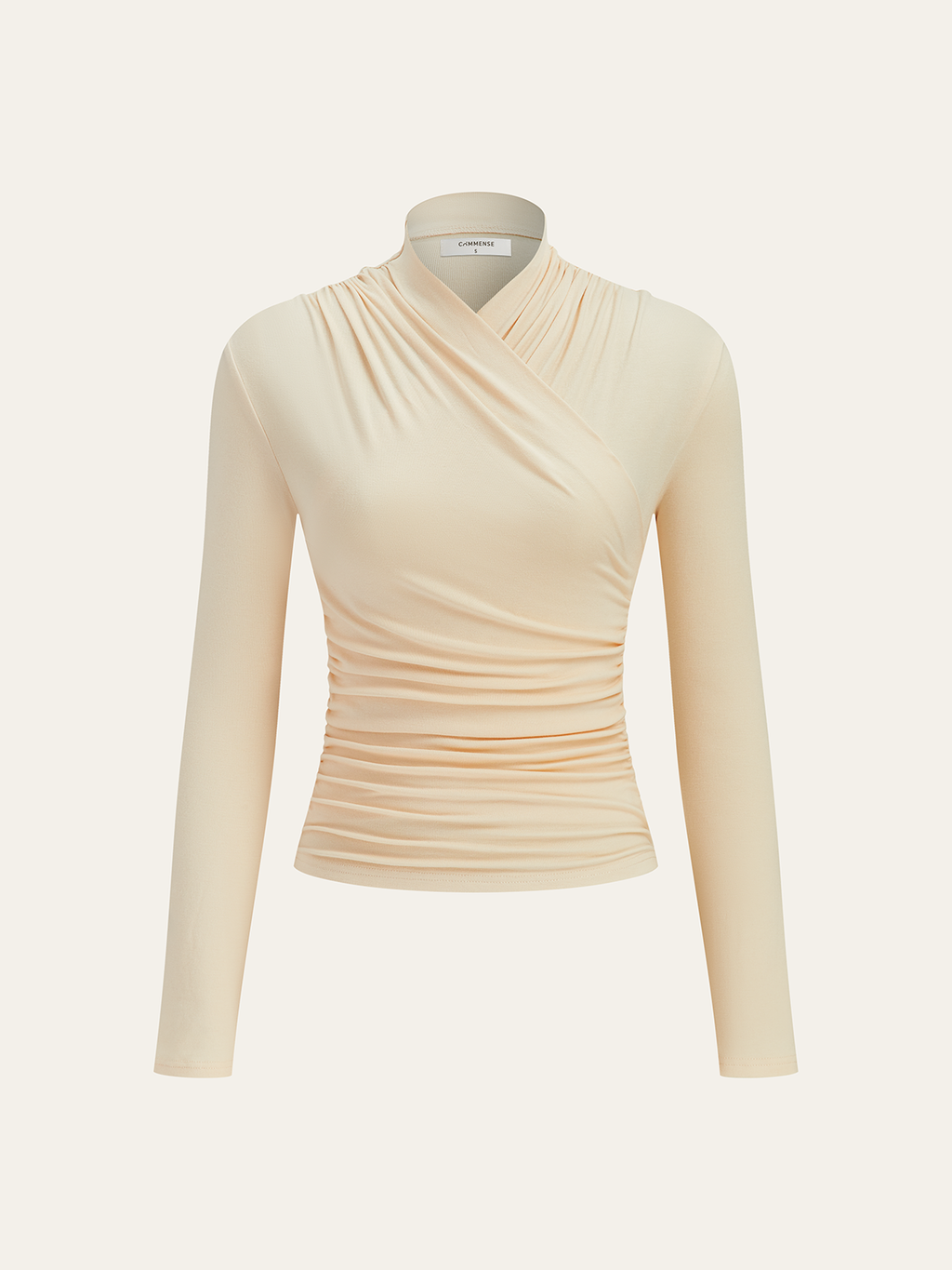 Camiseta Con Cuello Cruzado, Plisada y Ceñida
