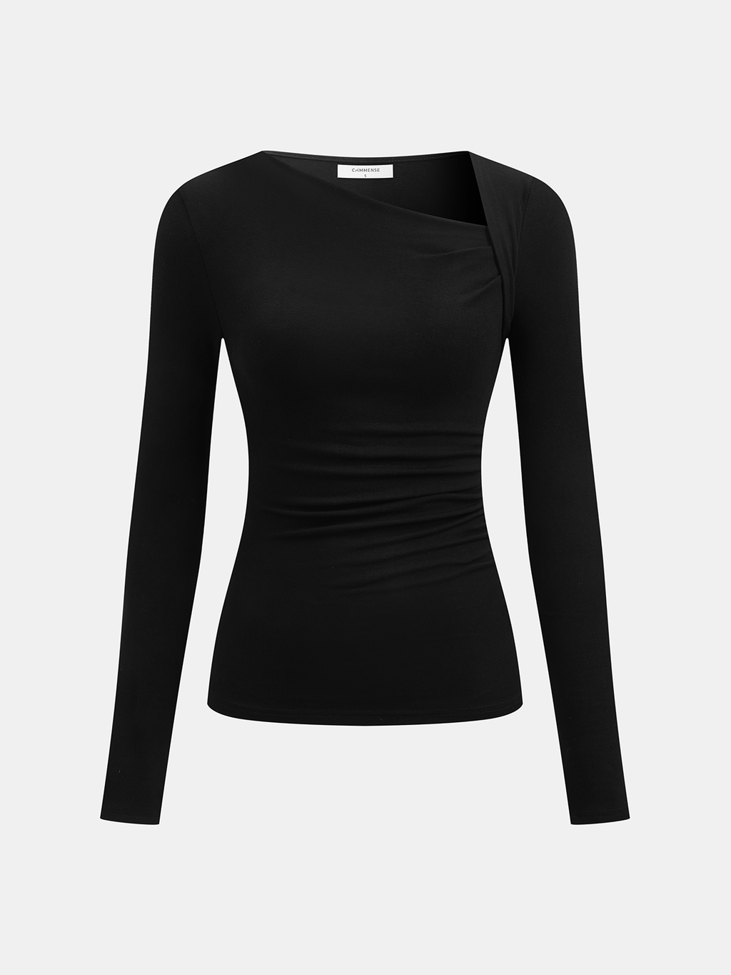 Camisa Asimétrica De Manga Larga De Punto Acanalado