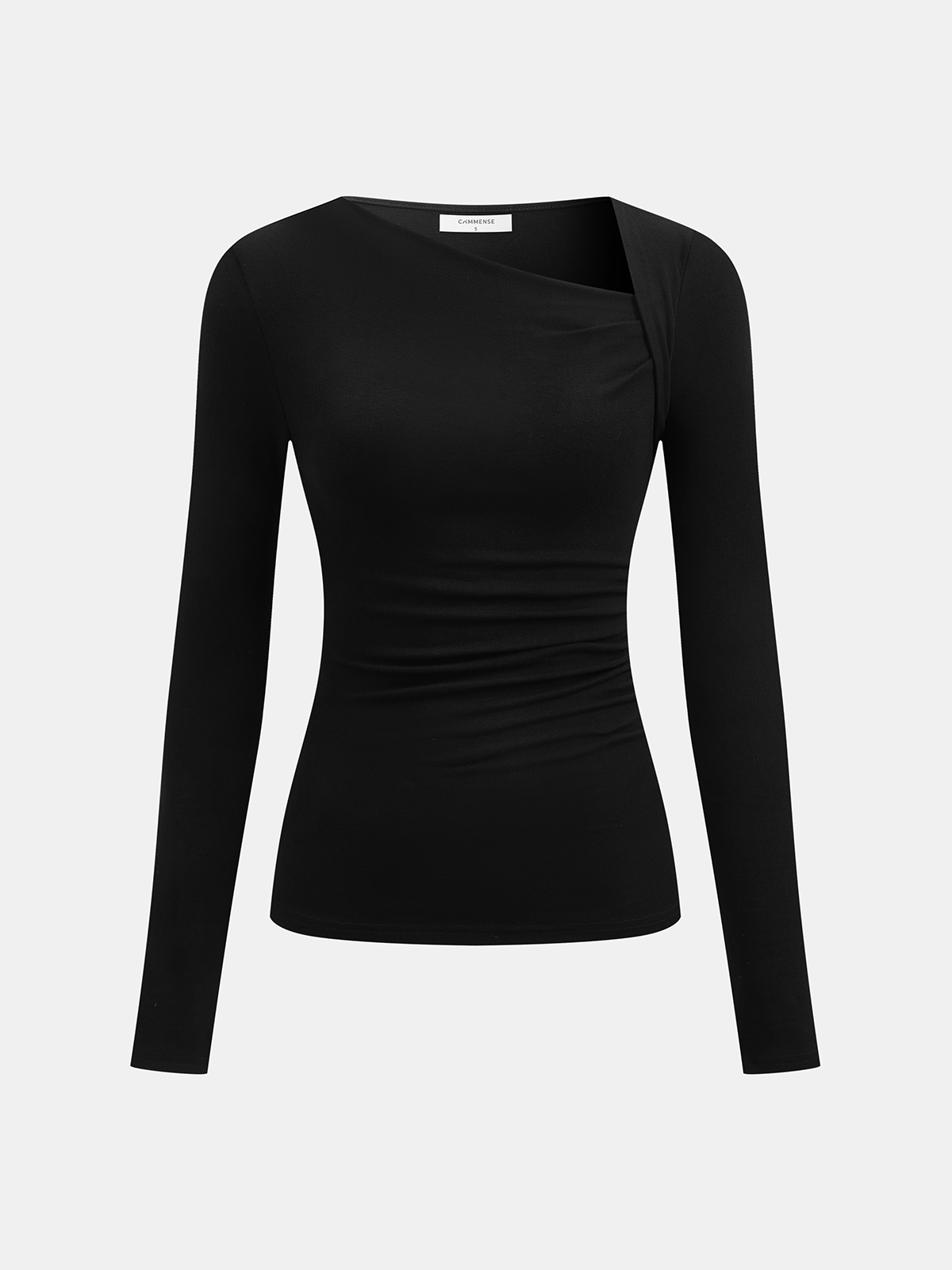 Camisa Asimétrica De Manga Larga De Punto Acanalado