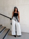 Pantalones de Corte Ancho Lisos Sin Cinturón
