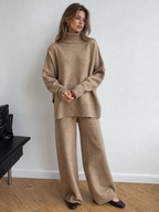 Conjunto De Pantalones y Jersey De Cuello Alto Liso