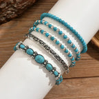 Conjunto de pulseras boho con perlas turquesa