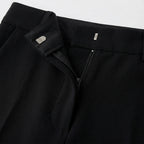 Pantalones Elásticos De Talle Medio, Con Cremallera Frontal y Pernera Ancha