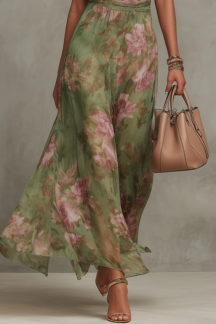 Virelia - Vestido Largo Halter con Estampado Floral