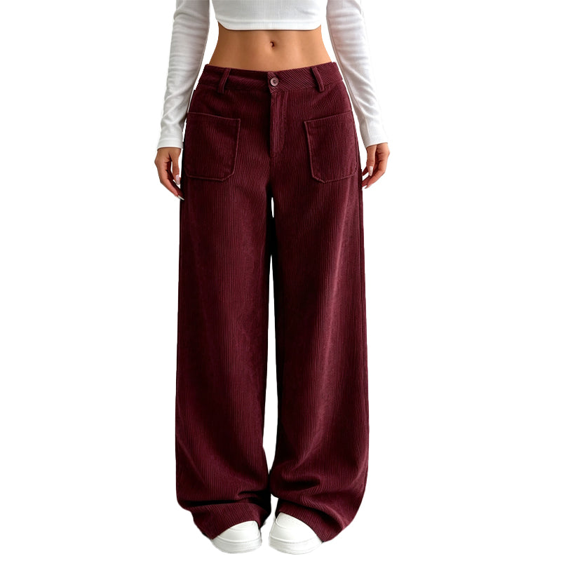 Pantaloni a gamba larga da donna, taglio comodo e rilassato