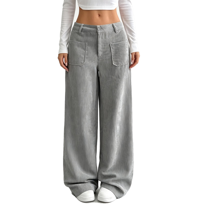 Pantaloni a gamba larga da donna, taglio comodo e rilassato