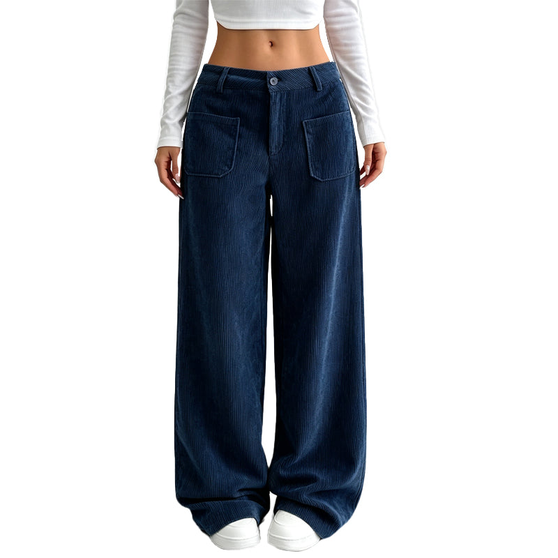 Pantaloni a gamba larga da donna, taglio comodo e rilassato