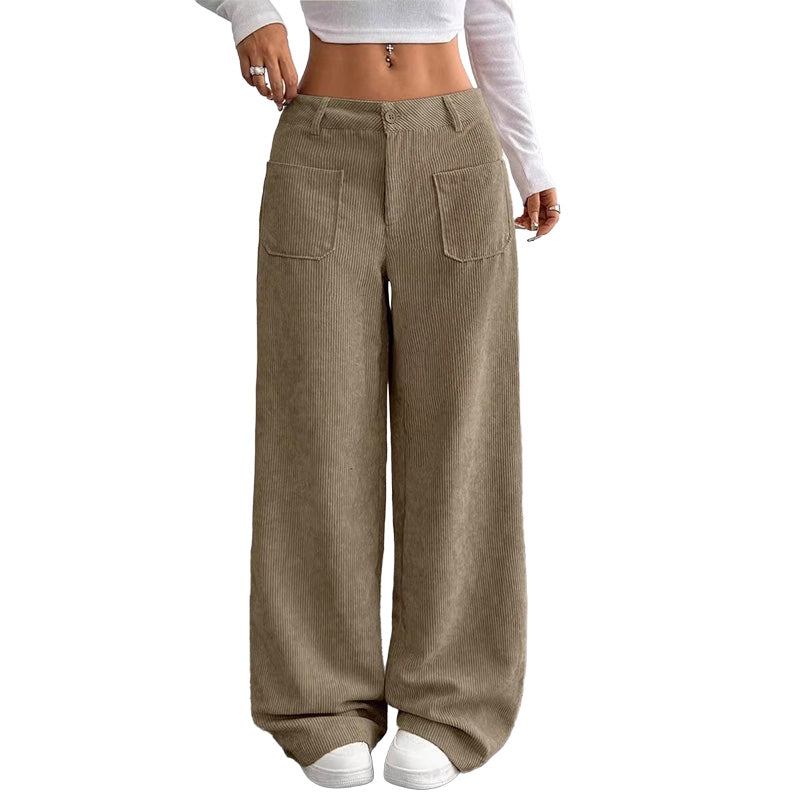 Pantaloni a gamba larga da donna, taglio comodo e rilassato